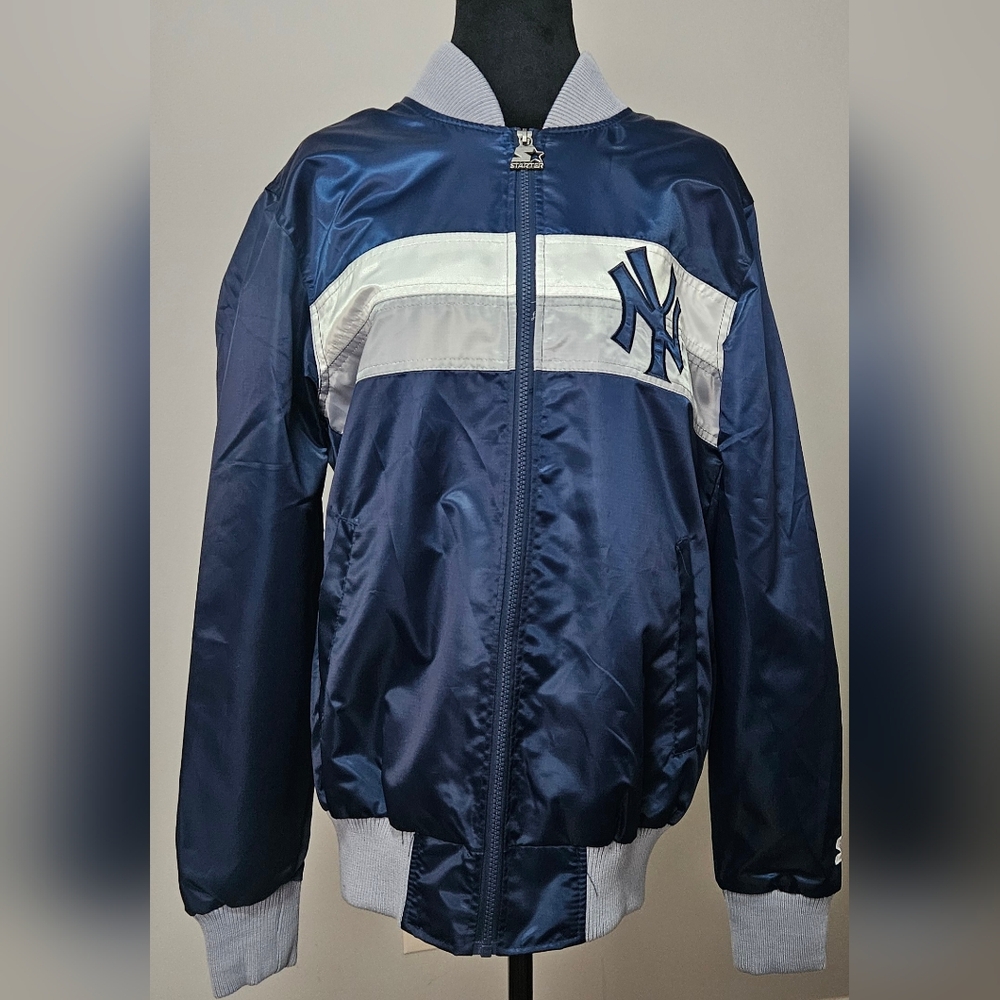 Starter New York Yankees The Ambassador Satin Full-Zip Navy Jacket NWOT- Size S - Picture 9 of 9